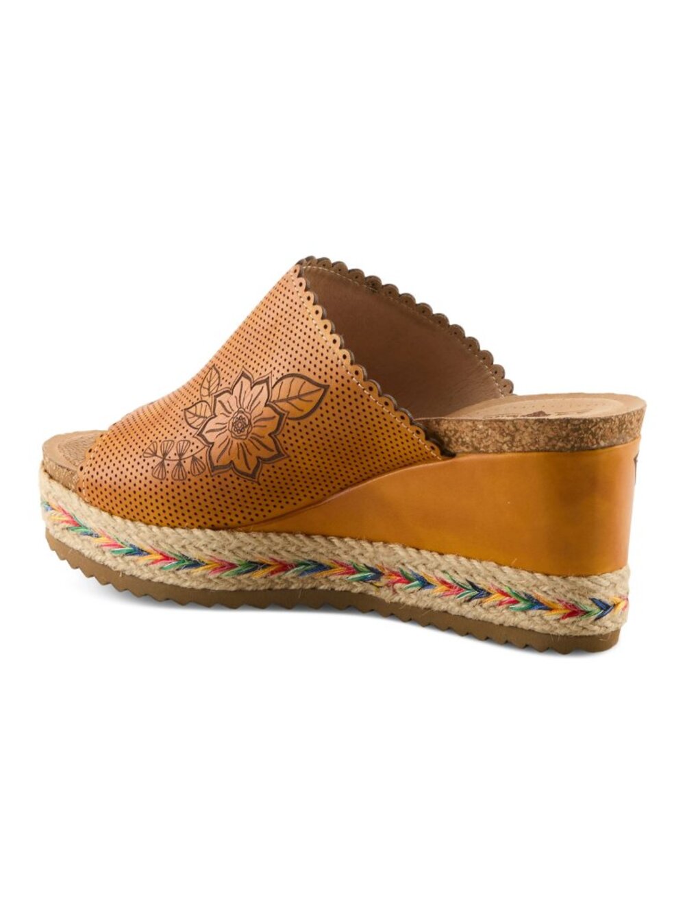 LArtiste By Spring Step Floral Embossed Sandals Espadrille Wedge Heel Size 38 - Picture 9 of 11